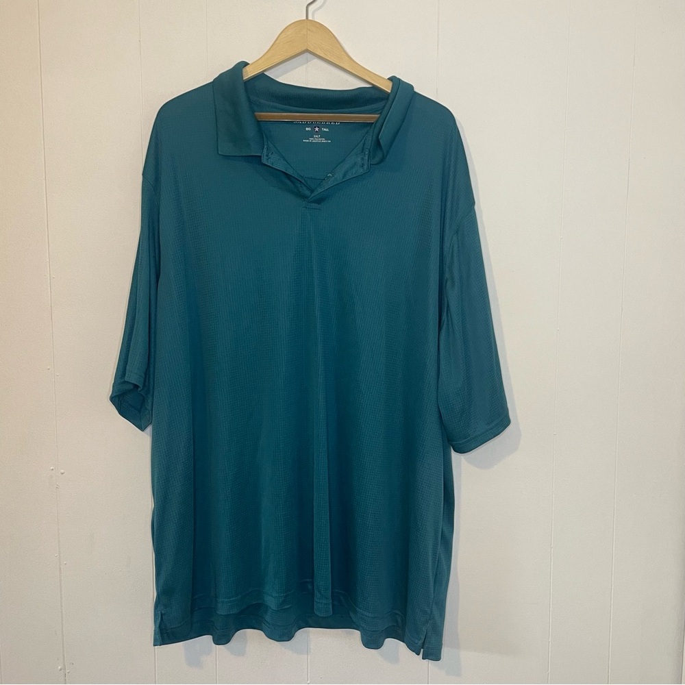Saddlebred Men’s 3XLT Big & Tall Teal Blue/Green Polo Shirt Business Casual